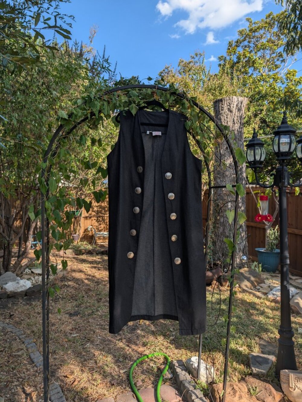 Vintage Charcoal Denim Double Breasted Long Duster Vest